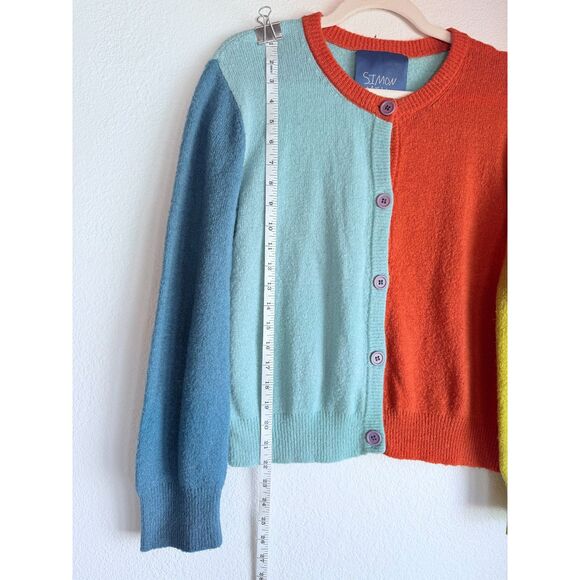Simon Miller Didi Colorblock Cardigan Sweater in Blue, Orange & Yellow Size L - Picture 12 of 14